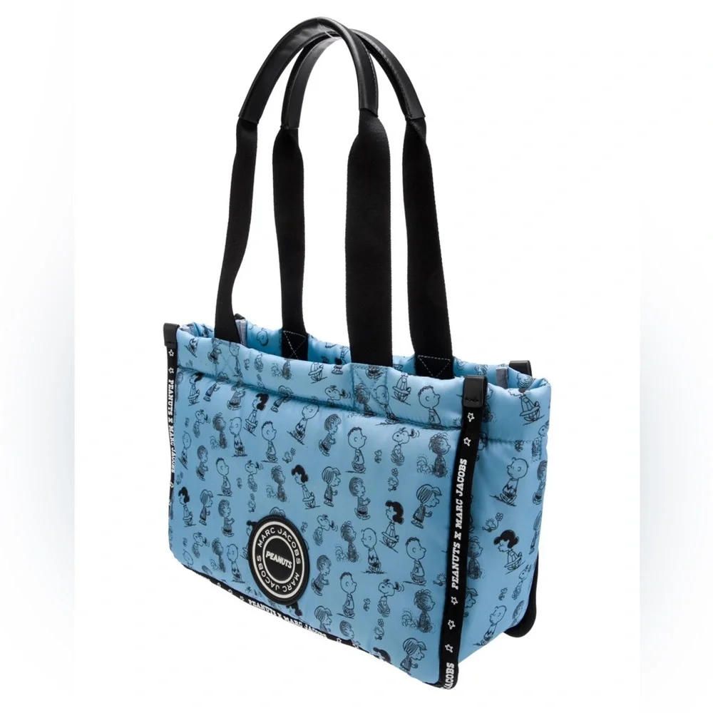 Marc Jacob’s x Peanuts Snoopy Character Printed Blue Nylon Puffy Tote NWOT - Picture 3 of 14
